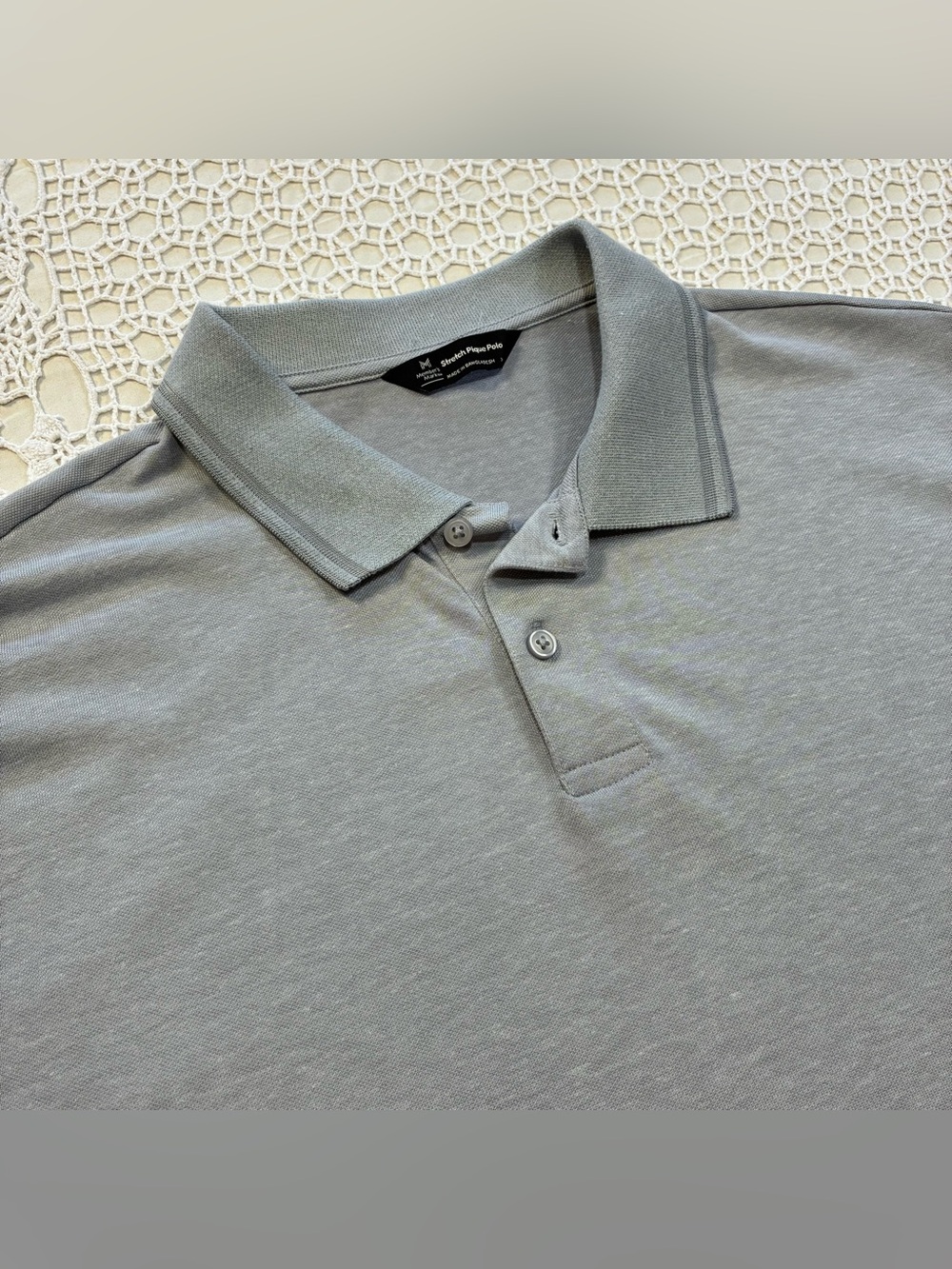 Member’s Mark Men's XL Gray/Blue Striped Stretch Pique Polo Shirt Short Sleeve